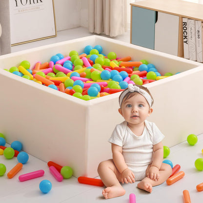 Heopeis Ball Pit Balls and Strips for Ball Pits, 50pcs Cute Plastic Star Toy Balls for Kids, Baby Toddler 1-3 Birthday, Bounce House, Play Tent, Baby Pool Water Toys, Party (Rainbow)