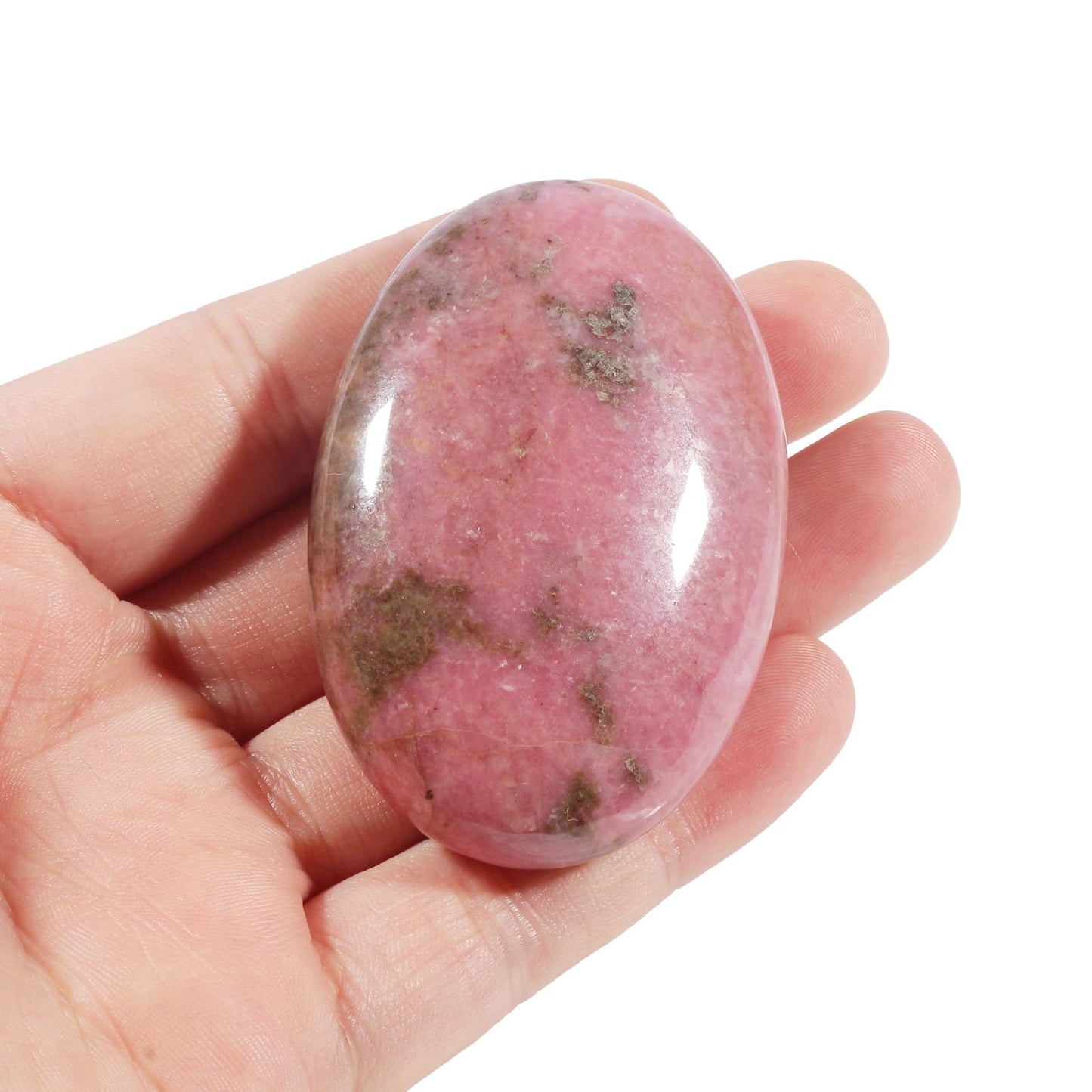 Loveliome Natural Rhodonite Oval Polished Worry Stones, Healing Crystal Indoor Fountain Stones Massage Energy Anxiety Relief Items
