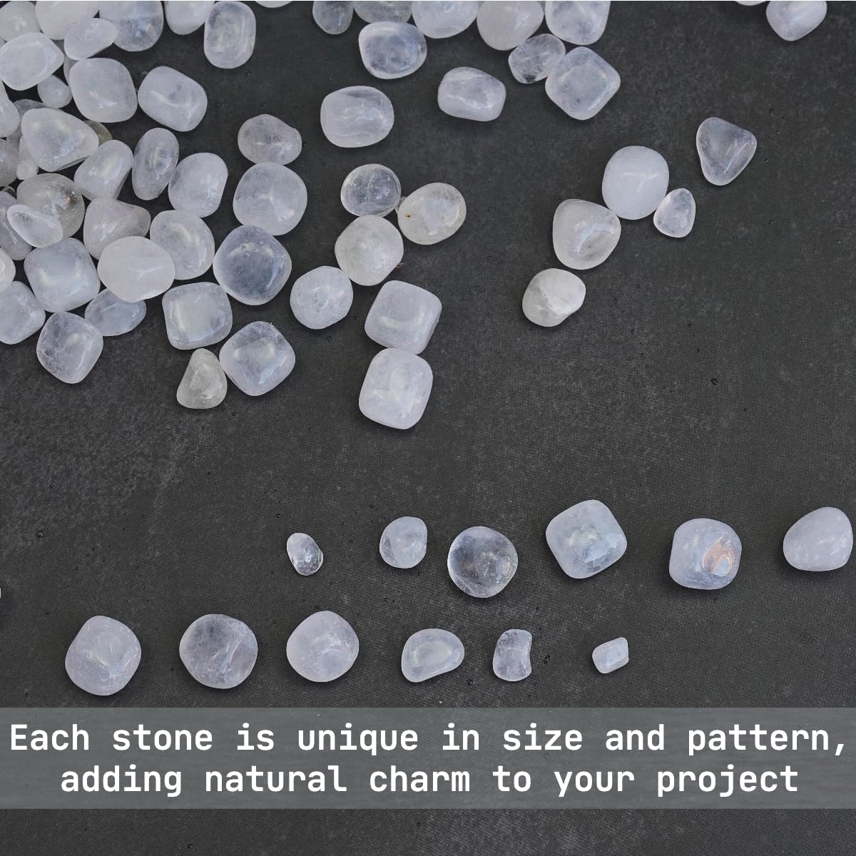 XMHOME 3 Pounds Clear Quartz Tumbled Stones Bulk - Polished Crystal Stones for Vase Filler, Healing, and Decoration Pebbles