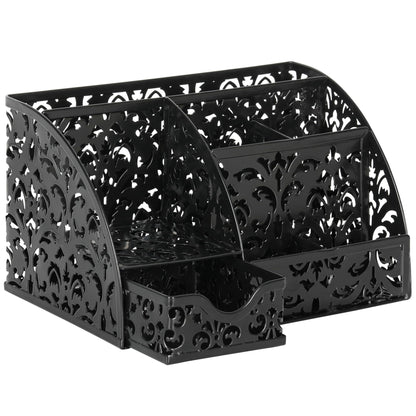 EasyPAG Desk Organizer and Pen Holder for Desk, Mesh Office Supplies Storage Caddy with Drawer for Small Space, Desktop Organizer for Home Office, Black