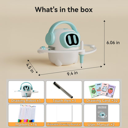 AI Drawing Robot for Kids, 10000+ Free AI-generated Images,Regularly updated image library,Educational Learning Toys for Boys & Girls Ages 3-8 ,AI Enlightenment Painting Toy for Birthday Gift (Cyan)