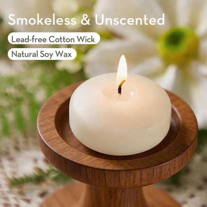 Crenovo Floating Candles Dripless, 5-6 Hour Clean Burn, 2 Inch Unscented Candles for Wedding, Party, Centerpieces, 48 Pack Water Candles Ivory Romantic Decoration
