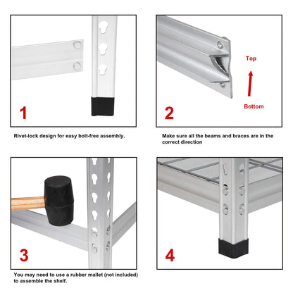 Amazon Basics Heavy Duty 5 Shelf Storage Shelving Unit, High-Grade Aluminum, Shelves, Adjustable Height, 60" x 24" x 78", Silver