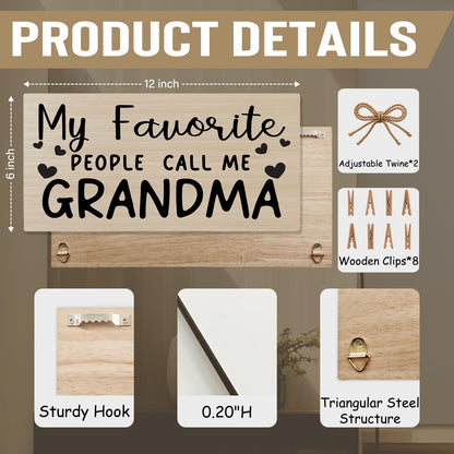 shiviody Grandma Picture Frame Photo Holder for Wall, Best Grandma Gifts for Christmas Birthday from Grandkids Granddaughters, Grandmother Gifts Photo Hanging Display Picture Board for Wall Decor