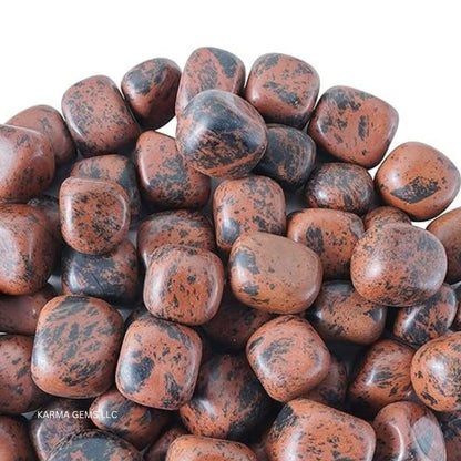 Karma Gems 1lb Mahogany Obsidian Tumbled Stones-Polished Stones for Positive Energy-Crystal Kit for Fresh Mind & Restful Sleep-Healing Stone for Chakra Balancing-Ideal for Gift & Home Decor (15-25 Mm)