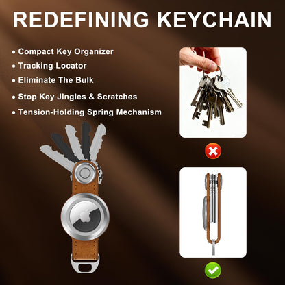 Loovike.com Leather Key Organizer KeyChain with Airtag | Airtag Keychain Holder - Compatible with Airtag Holder,(Not Include AirTag)(Crazy Horse)
