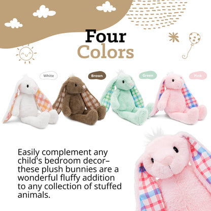 Plushible Easter Bunny Stuffed Animal, 14" (Pink) - Soft Embroidered Stuffed Bunny Plush Toy for Kids, Newborns, Boys & Girls, Cuddly and Adorable Plush Toys, Ideal for Birthdays & Gift Day