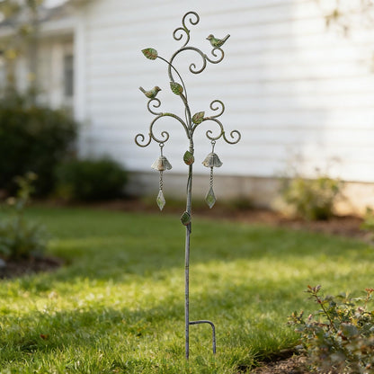Garden Decor for Outside with Bells,Wind Chime Decorative Outdoor Yard Art, Metal Decorative Garden Stakes for Outside Garden,Flower Beds, Patio.