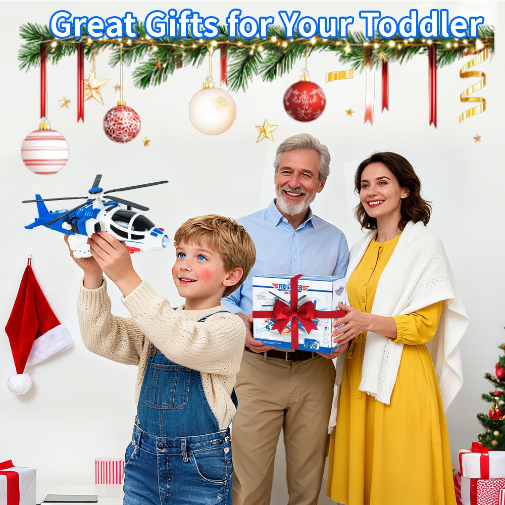Helicopter Toy for Kids,Boys with Lights and Sounds, Kids Play Airplane, 360°Freedom and Operated Automatic Plane,Airplane Toys for 3 4 5 6 Year Old Up Toddler Boys Girls Birthday Party Favors(Blue)