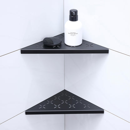 Xiarnotogi 10" Corner Shower Shelf, 2-Pack Shower Shelves SUS304 Stainless Steel Bathroom Shelves for Tile Walls, Recessed Corner Shelf Organizer Rack, No Drilling (Matte Black)
