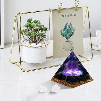 Hopeseed Orgone Pyramid for Positive Energy, Orgonite Amethyst&Obsidian Healing Crystal Pyramids for Reduce Stress Chakra Reiki Healing Meditation Attracts Lucky and Success