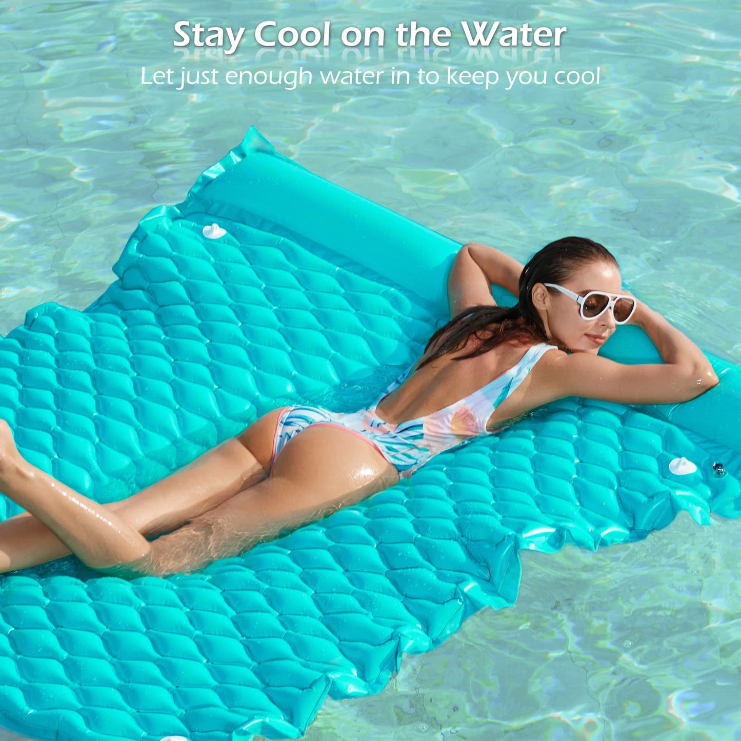 Jasonwell Floating Mat Pool Floats - Giant Inflatable Pool Float Lake Raft Lounge Floating Water Mat for Swimming Pool Floatie Lounger Beach Pool Party Toy for Adults & Kids (GR, XL)