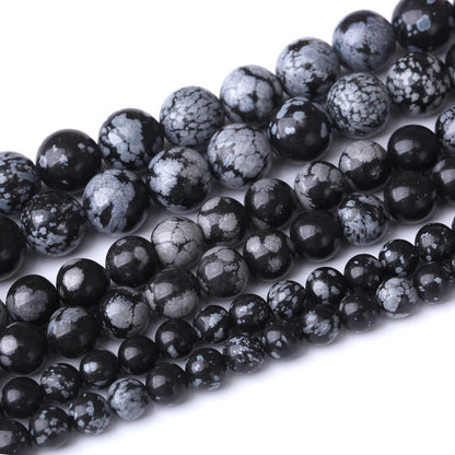 45PCS 8MM Natural Snowflake Obsidian Stone Beads Energy Healing Beads for DIY Jewelry Bracelet Necklace Making for Jewelry Making15Inch