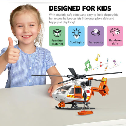 CSDCSD Helicopter Toy with Lights and Sound Sirens,Boys Toys,Rescue Vehicles Toys for Kids Aged 2 3 4 5 6 and Up,Best Toddler Kids Boys Gifts (Rescue Helicopter)