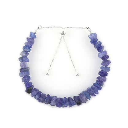 CRYSTALINES Raw Natural Blue Tanzanite Gemstones Bolo Bracelets, December Birthstone, Rough Stones, Handmade Jewelry, Adjustable Slider, Chakra Healing Crystals, Christmas Gifts for Women