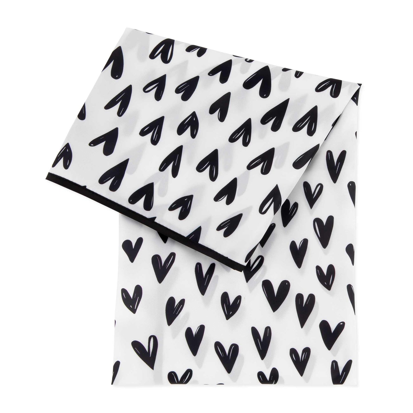 Bumkins Baby Splat Mat for Under High Chair, Babies Toddlers Eating Mess Mat, Waterproof Reusable Cloth for Arts and Crafts, Playtime Mat for Kids, Floors or Tables, Fabric 42inx42in, Black Hearts