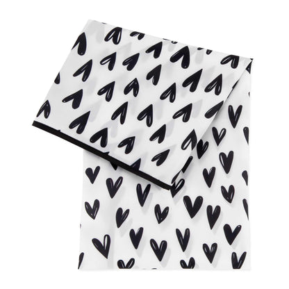 Bumkins Baby Splat Mat for Under High Chair, Babies Toddlers Eating Mess Mat, Waterproof Reusable Cloth for Arts and Crafts, Playtime Mat for Kids, Floors or Tables, Fabric 42inx42in, Black Hearts