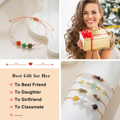 Fezodo Self Love Bracelet Gifts for Women Men, Inspirational Crystal Healing Stones Bracelets Healing Spiritual Crystal Gemstone Gift for Friends Women Men