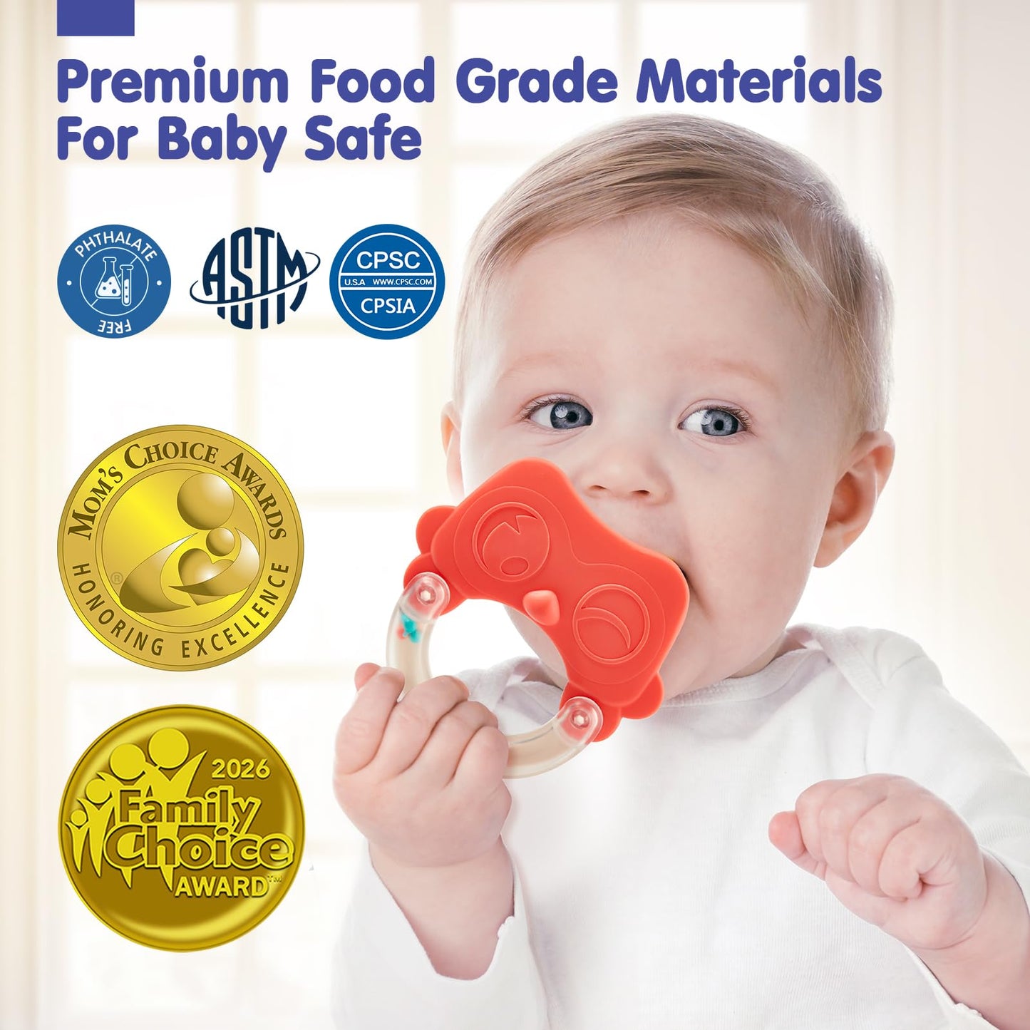 hahaland Baby Toys 0-6 Months - Baby Rattles Teething Toys 3-6 Months, Newborn Infant Toys 6-12 Months, Teether Grasping Shaker Toy Baby Gifts 6 5 4 3 Month Old Must Haves Montessori Rattle for Babies
