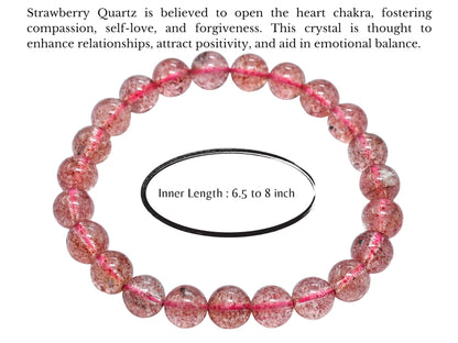 Amazing Gemstone Crystal Bracelet for Women Men's Gifts - Protection Healing Crystal Bracelet - 8mm Gemstone Beaded Stretchable Bracelet Pulseras Para Hombres Mujer Stocking Stuffers Mothers Day Gift (Strawberry Quartz)