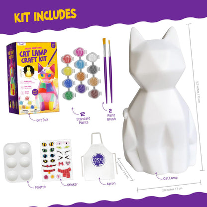LAOESE Paint Your Own Cat Lamp Kit, Arts and Crafts for Kids Ages 8-12, Art Supplies Painting kit for Kids 6-12, Cat Night Light Toys Girls Boy Birthday Gifts for Kids Ages 3 4 5 6 7 8 9 10 11 12+