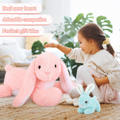MaoGoLan 4Pcs Giant Bunny Stuffed Animal with 3 Babies Inside, 24" Easter Bunny Plush Toys, Soft and Cuddly Pink Stuffed Rabbit Gift for Kids,Girls,Boys,Teens
