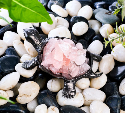 DUQGUHO Turtle Decor Figurines Turtles Gifts for Women Rose Quartz Crystal Cute Turtle Statue Decorations