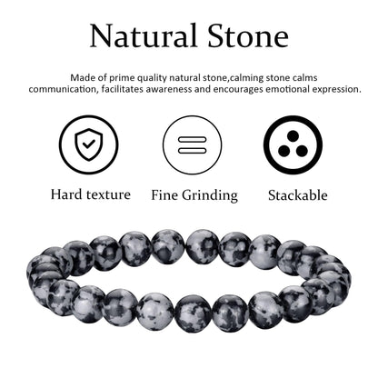 RANKEEF Mens Bracelets 8MM Natural Stone Beads Bracelet Set Stretch Adjustable Beaded Bracelets for Men