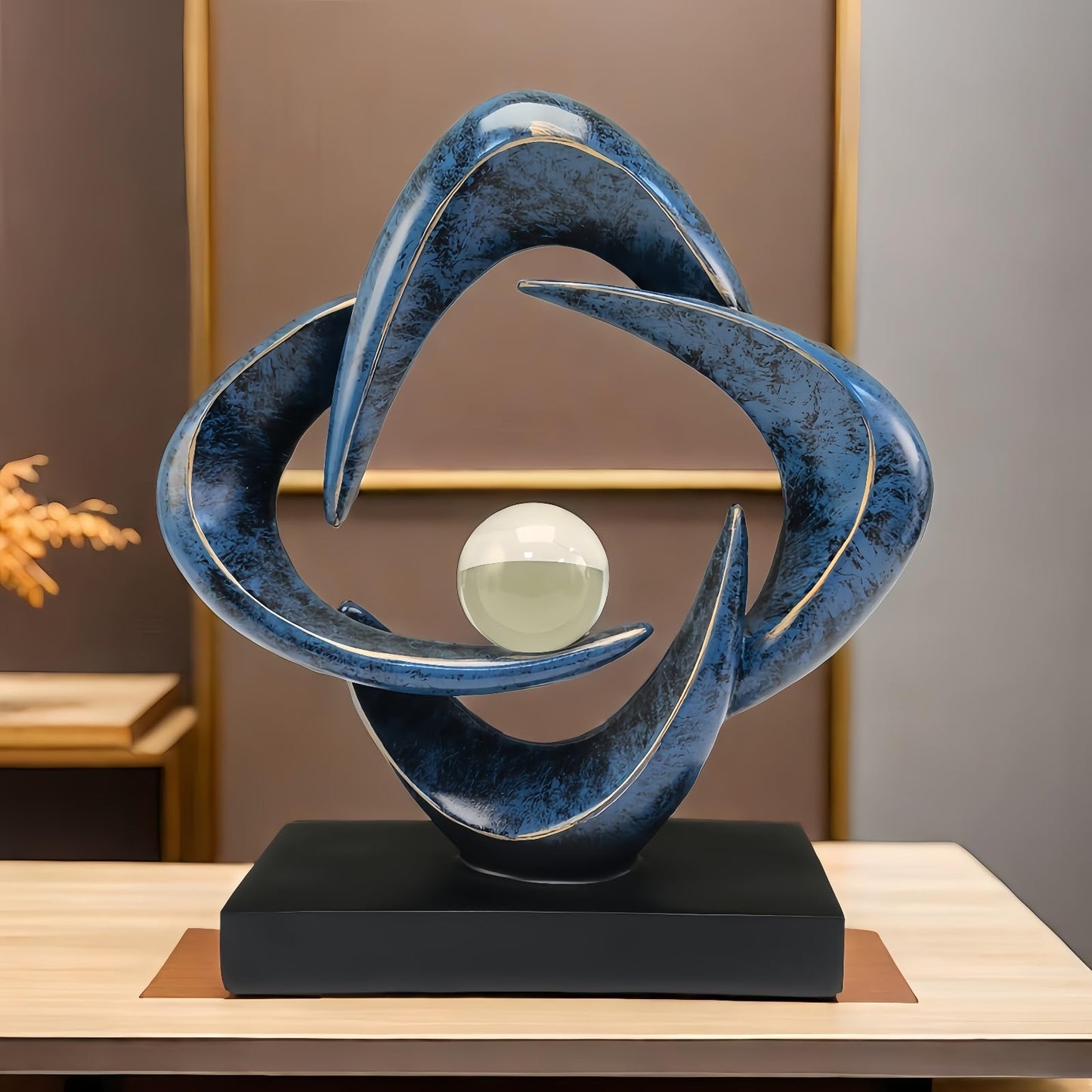 CECKQUE Modern Home Decor Abstract Decorative Sculpture Decorations for Living Room Dining Room Office, Resin Art Statues Coffee Table Bookshelf Decor Accents (Blue)