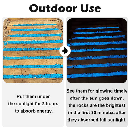 NAMTSO Glow in The Dark Rocks Outdoor, 500 pcs Blue Solar Rocks for Landscaping, Outdoor Decor Glow in The Dark Stones, Glowing Pebbles for Garden Backyard Patio Lawn Pond Fish Tank Aquarium Decor