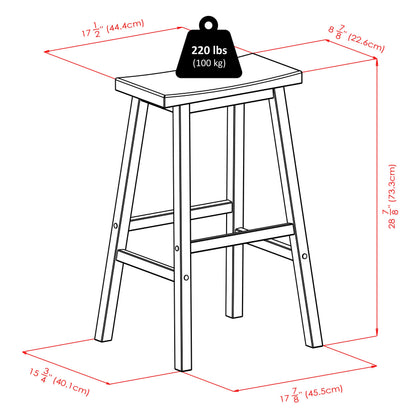 Winsome Satori Saddle Seat Counter Stool, 29" in Black, Classic Backless Bar Chairs for Kitchen & Dining Room Seating, Timeless Essential Furniture for Home, Dorm, Apartments