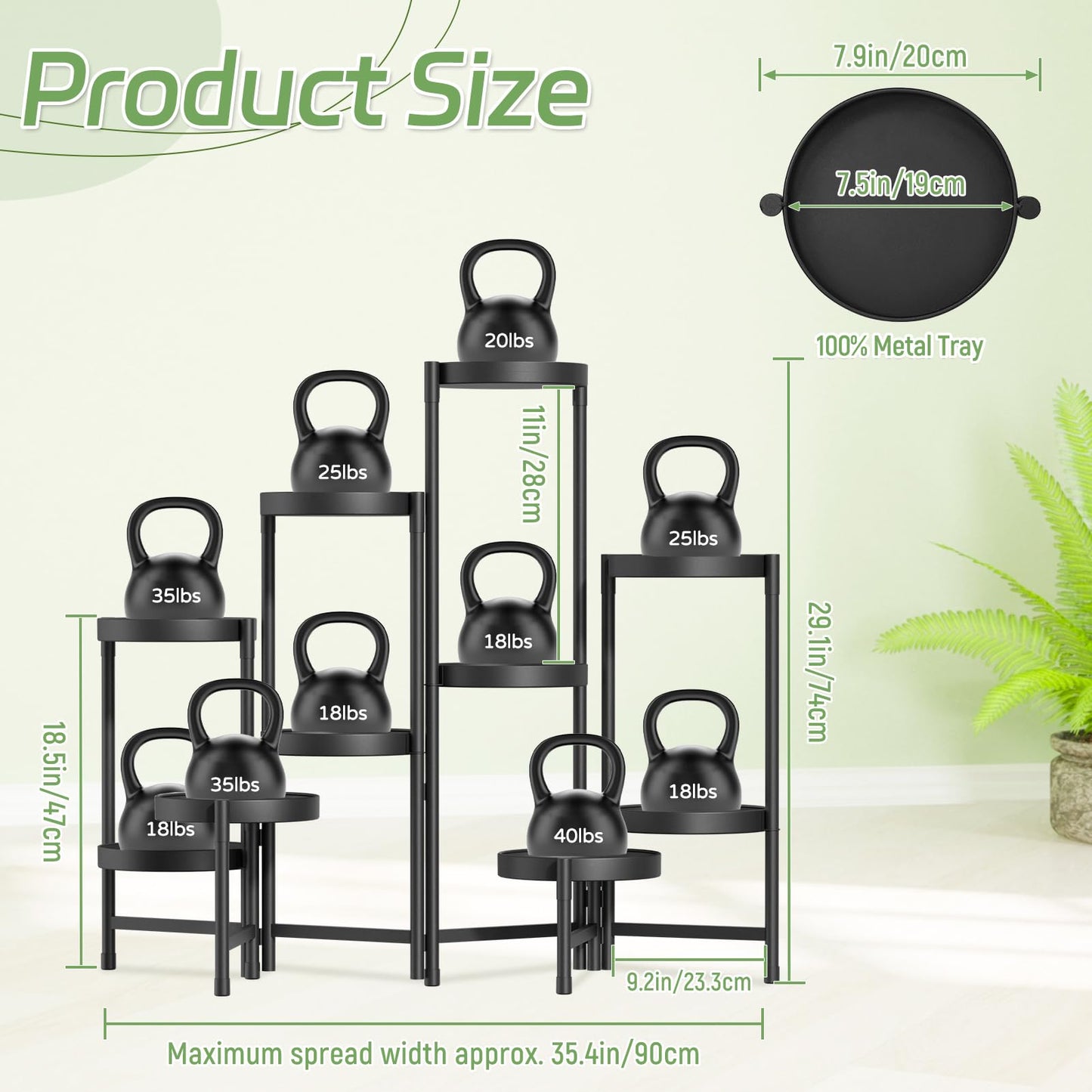 iDavosic.ly Plant Stand Indoor Outdoor, 10 Tier Corner Metal Flower Display Holder Shelf, Folding Tall Orchid Rack for Patio Balcony Porch Garden Living Room House, Black