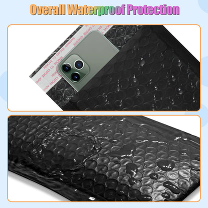 4x8 Inch Bubble Mailers 100 Pack Black Self Seal Padded Envelopes Usable Size 4x7" Waterproof Mailing Shipping Bags for Small Business Mailing Jewelry Makeup