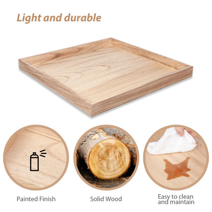 Ottoman Tray for Coffee Table Living Room Wood Serving Tray Large Wooden Square 24 Inches Rustic Torched
