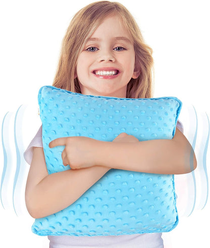 Special Supplies Vibrating Pillow Sensory Pressure Activated for Kids and Adults, 12” Plush Minky Soft Cover, Textured Therapy Stimulation Bumps-Vibrations, Music & Voice Recording (Blue)