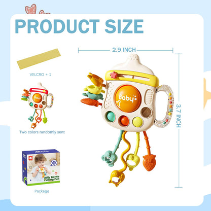 XXEDSPTY Montessori Baby Sensory Toys for 6-12 Months, Silicone Pull String Teething Toy, Infant Fidget Travel Toys, Airplane Travel Essentials, Newborn Baby Christmas & Birthday Gift for Babies