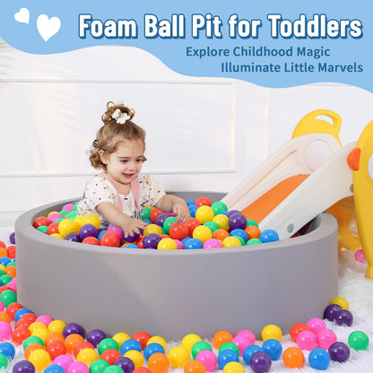 Foam Ball Pit for Toddlers with 200 Balls, Large Baby Ball Pit for Babies with Soft Memory Sponge, Indoor Outdoor Baby Playpen, Kids Play Ball Pool, Gift Toys for Infants Boys and Girls