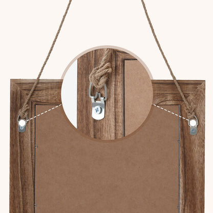 QDSSDECO 16"×20" Wall Mirror Farmhouse Decor Rectangular Mirror Hanging for Bathroom, Vanity, Bedroom, Entryway, Living Room,Brown
