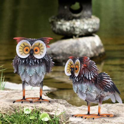 hogardeck Owl Garden Decor Outdoor Statues, Large Metal Bird Standing Yard Art, Lawn Sculptures Ornaments for Outside Patio Pond Backyard, Holiday Sympathy Gifts for Grandma Mom
