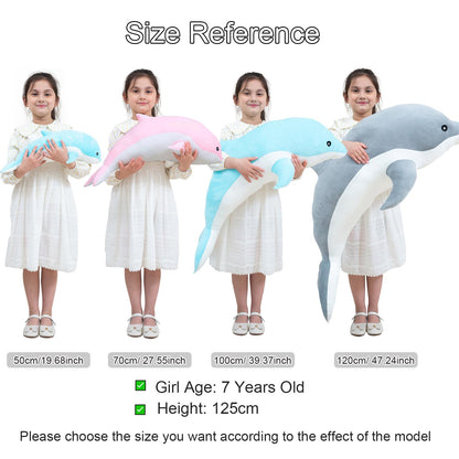 Kekeso Giant Dolphin Plush Toy, Soft Whale Hugging Pillow Stuffed Dolphin Pillow for Children Girls (Gray, 100cm/39.37inch)