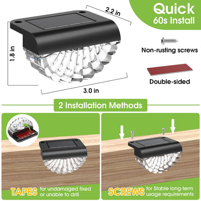 Greluna Solar Fence Lights Outdoor, 12 Pack Waterproof Deck Lights, Auto Dusk to Dawn Step Lights with Warm White Glow, Easy Install for Fence, Patio, Stairs, Pathway, Garden Lighting