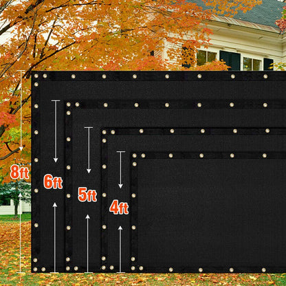 iCover 4x50ft Privacy Screen Fence, Outdoor Fencing Panels, Garden Windscreen Mesh Shade Sail Net Barrier, Include Reinforced Bindings and Brass Grommets Cable Zip Ties, Black