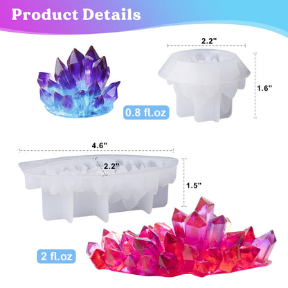LET'S RESIN Crystal Cluster Resin Molds, Large and Small Size Crystal Shape Silicone Molds for Resin, Quartz Epoxy Resin Molds for Resin Crafts, DIY Crystal Heal Stone, Home Craft Decor