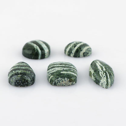 CRYSTALINES 5pcs, Natural Chrysolite Gemstone, Bulk Flatback Cabochon Stone, Polished Loose Supplis for Jewelry Making, Chakra Healing Crystals, Wire Wrapping, Decoration, Gem Collector