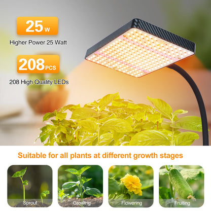 FECiDA 2026 Grow Lights with Stand, Standing Grow Lights for Indoor Plants, Bonsai Tree, 4/8/12/16/20H Timer, 25 Watt Power Draw, NO Need Adapter, Daisy Chain Function, 24"-64" Height Adjustable