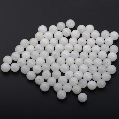 LPBeads 100PCS 8mm Natural White Jade Beads Gemstone Round Loose Beads for Jewelry Making with Crystal Stretch Cord