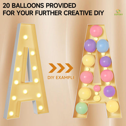 eufony Marquee Letters 4 Feet Tall, 4 FT Marquee Light Up Letters, Giant Light Up Letters 4FT for Birthday Party Baby Shower Gender Reveal Graduation Decorations, Letter A with LED Lights DIY Kit