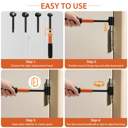 Door Hinge Adjustment Tool Kit, 4 in 1 Hinge Gap Adjusting Wrench Set for Residential and Commercial Use, Door Gap Adjustment Tool, Heavy Duty Door Hinges Repair Wrench with Rubber Grip