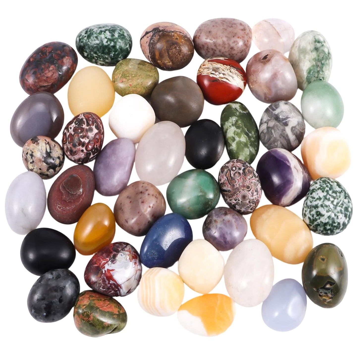 Polished Mixed Healing Crystal Stones Set, 1LB Handpicked Tumbled Rocks Gemstones for Energy Reiki, Meditation, Vase Filler Landscape, Bottom Decoration, Home Decor