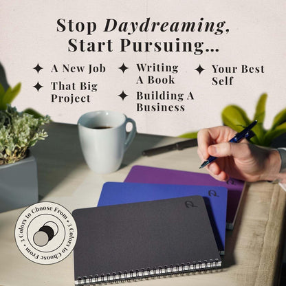 Pursuit Goal Journal - 6 Month Undated Productivity Planner for Goal Setting - Daily Planner, Weekly Planner, Monthly Planner, Notebook, 6x8.5inch (Purple)